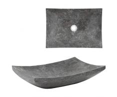 Festnight Lavandino da Bagno in Marmo,Lavabo da Bagno in Marmo Nero/Crema,Lavandino Appoggio,Lavabo Appoggio,Lavandino Rettangoalre,Lavabo Rettangoalre,Lavandino Design,Lavabo Design 50x35x12 cm