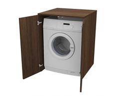 Ve.Ca. Mobile Coprilavatrice con ante, realizzato in legno, copri lavatrice/asciugatrice, diversi colori, anche su misura, lavanderia bagno arredo casa (Wengè)