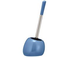 WENKO Portascopino per WC Polaris blu, Ceramica, 15 x 36 x 14.5 cm, Blu