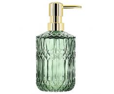YunNasi Dosatore Sapone Liquido Vetro Dispenser Sapone Realizzato in Vetro per Detersivo per Piatti, Lozione Shampoo, Controsoffitto Bagno, Cucina, Lavanderia (Verde)