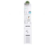 Ejoyous Mobiletto da Bagno Sottolavabo, Armadietto da Bagno a Colonna con 2 Ripiani Aperti e Cassetto Mobile Bagno Alto con Ante e Cassetto per riporre Asciugamani di Carta e Shampoo