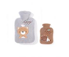 mengger 2Pcs Borse di acqua calda peluche borsa acqua calda Bottiglia di Gomma Sollievo Rapido dal Dolore il Miglior Regalo Borsa per lAcqua Calda Adatto bambino Adulti 1000ml 500ml