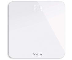 Amazon Brand - Eono Bilancia Pesapersone Digitale, Con Sensori Ad Alta Precisione e Vetro Temperato, Ultrasottile, Per il Bagno, Peso in stone/kg/libbre - Garanzia 15 anni,Bianco