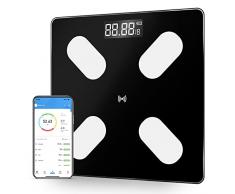 Bilancia pesapersone digitale, Display LCD Bilancia per Peso Corporeo con Smart APP, Max 180kg, Bluetooth Bilancia Pesapersone Per Misurazione di Pesa Persone, BMI, Massa Muscolare o Ossea, etc