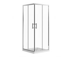 Box doccia 80x80 angolare scorrevole h185 vetro temperato trasparente 6mm trattamento anticalcare maniglia in acciaio inox 304 mod. Tenerife