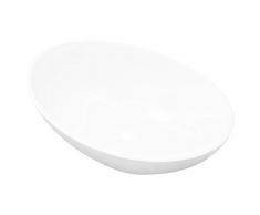vidaXL Lavello Bianco in Ceramica Lusso Ovale Sanitari Bagno Lavandino Lavabo