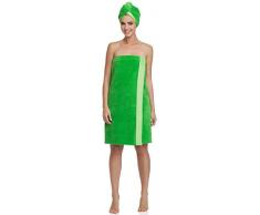 Merry Style Donna Sauna Kilt Turbante Set 13007 (Verde/Verde Chiaro, XXL)