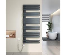 Heilmetz Scaldasalviette Elettrico Bagno 1385x600mm 800W, Termoarredo Elettrico Bagno con Barra riscaldante termostato，con Funzione di temporizzazione（Antracite）