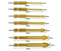 HZZT-7 - Set di 7 punte da trapano per vetro e carburo di tungsteno, codolo esagonale, per piastrelle, specchi da parete e calcestruzzo da 3, 4, 5, 6, 8, 10, 12 mm