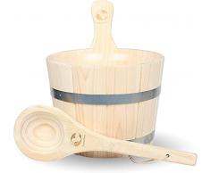 Sudorewell® Sauna - Set 5tlg. - Sauna Legno di Conifera, Utilizzo, Cazzuola, Infuso Sauna + Cristalli di Ghiaccio