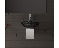Alpenberger Moderno lavabo in vetro di sicurezza monolastra resistente con contenitore in acciaio inox, lavabo da appoggio per mobili in design senza tempo
