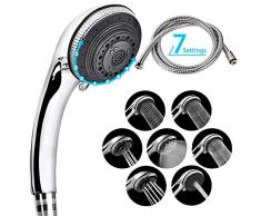 Lucksun soffione doccia e tubo flessibile, 7 impostazioni di modalità, con soffione doccia ad alta pressione e set di tubi per bagno (150 cm)