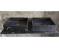 Coppia Lavelli in Marmo Portoro Silver Opachi Misura 50 x 40 cm FOTO REALI DEL LAVANDINO lavabo da bagno lavabo bagno dappoggio