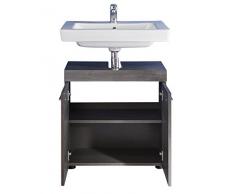 Trendteam Bagno Lavabo Armadietto sottolavabo Armadio Runner, 58 x 57 x 31 cm in argento fumo decorativo, molto capiente