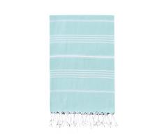 Asciugamani da spiaggia da bagno turchi Peshtemal, asciugatura rapida e semplice, morbidi per la doccia, il bagno turco, la palestra e lo yoga 100% cotone, 100 cmx180 cm XL (Verde Aqua)