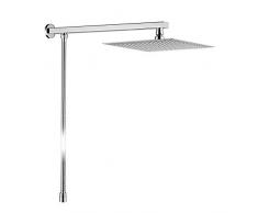 GRIFEMA G7007 - Soffione Doccia Pioggia con Braccio e Tubo, Soffione Doccia a Pioggia Anticalcare ad Alta Pressione Testa di Doccia Acciaio Inox Lucido Ultra Sottile Quadrato
