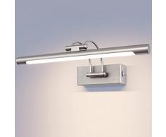 TYhogar LED Specchio Bagno 40 cm 10W, 3 Temperatura di Colore Dimmerabile+Luce di Immagine LED Dimmerabile Senza Passo con Testa di Lampada Girevole, Arco Braccio Specchio Illuminazione Lampada