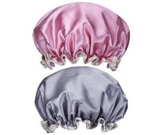 2 Pezzi Cuffia Doccia Impermeabile Cuffia Bagno Donna Elastico a Doppio Strato