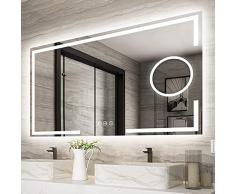 STARLEAD Specchio da bagno a LED, 120 x 70 cm, con illuminazione, specchio da parete con interruttore touch, IP44, risparmio energetico [classe energetica A++]