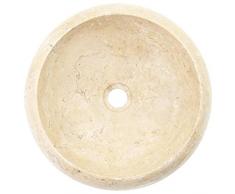 Tidyard Lavandino,Rotonddo,da Bagno,Toilette,Appoggio,in Marmo,Crema,40x12 cm,Lavabo da Bagno Appoggio,Lavandino Rotondo,Lavabo Rotondo,Lavandino in Marmo,Lavandino dAppoggio
