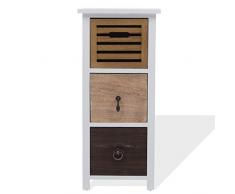 Stile Shabby Misure: 53,5 x 35 x 29 cm Rebecca Mobili Comodino Bianco Beige - Art Camera Bagno RE4381 cassettiera 3 cassetti HxLxP