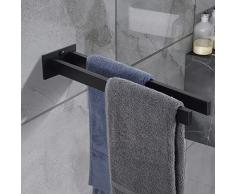 Porta Asciugamani Ad Anello In Acciaio Inox SUS304 Nero, Autoadesivo Senza Fori, Per Bagno E Cucina, Lunghezza Asta 20,3 Cm