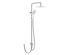 Rainsworth Colonna Doccia senza Miscelatore, Doccia a pioggia quadrata in acciaio inox 20 * 20cm, Set Doccia Completo, Soffione Doccia, Altezza Regolabile Asta Doccia, Cromo