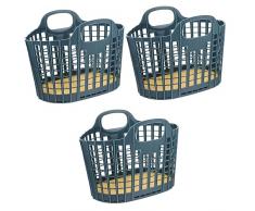 Alipis 3 Pezzi Maniglia Tote Portatile Bagno Pieghevole Scavato Con Design Multifunzione Fornitura Doccia Cestini Per La Casa Bucato Verdura Desktop Pieghevole Cestino Per Il Trasporto