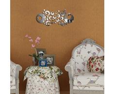 WALPLUS - Specchi Decorativi da Parete, a Forma di Cerchi ad Anello, Colore Argento