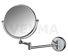 VELMA - AE802 3x - 2 in 1 - Specchio cosmetico / Specchio ingranditore / Specchio da trucco / Specchi per radersi - 2 lati - Ingrandimento x3 + Grandezza normale - Completamente orientabile - Ottone cromato lucidato - Non in plastica