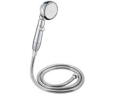 HONZUEN Soffione Doccia Alta Pressione con G1/2 Tubo Flessibile, Universale 3 Mode Rimovibile Doccetta Doccia Risparmio Idrico, 40% di Risparmio Idrico Cromo SPA Shower Head Doccino per Doccia