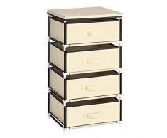 SONGMICS Cassettiera Portaoggetti, Mobiletto con 4 Cassetti in Tessuto TNT, Organizzatore per Armadio, Comodino, Multiuso, Struttura in Metallo, per Camera da Letto Salotto Ufficio, Beige RLG14MV1