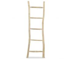 vidaXL Legno di Teak Portasciugamani 5 Pioli Colore Naturale Porta Salviette