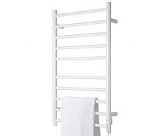 BAKAJI Scaldasalviette Termoarredo Elettrico 120W da Bagno a Parete Asciugabiancheria Portasciugamani con 10 Elementi Riscaldanti in Metallo al Carbonio Funzione Timer 2/4 Ore (Bianco)