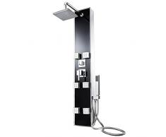 TecTake Pannello doccia a colonna a pioggia con soffione idromassaggio effetto massaggio doccetta nero