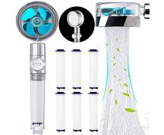 Risparmio Idrico Doccia,Doccino per Doccia ad Elica ad Alta Pressione, Soffione Doccia Anticalcare Girevole a 360 °, Connettore Universale Accessori Da Bagno, Con6Filtri In Cotone PP (blu)