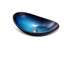 XMZFQ Bagno Artistico Vessel Sink 12 Millimetri Addensare temperato Bacino di Vetro sopra lavabo Vanity Bowl con Pop-up di Scarico e Anello di Montaggio,A