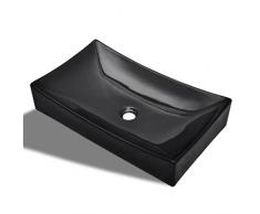vidaXL Lavandino lavello lavabo da appoggio Bagno in Ceramica Nera Rettangolare