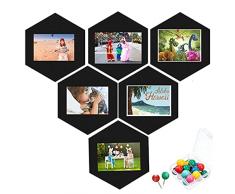Hexagon Felt Cork Board,Bacheca in Sughero Autoadesivo Fai-da-te,Feltro Esagonale Sughero Pannelli Muro,con 6 Puntine,per Office Home Photo Memo Notepad Bacheca,6 Pezzi