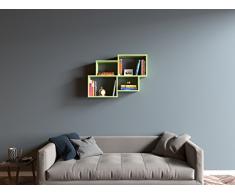 HOMIDEA Bend Mensola da Muro - Mensola Parete - Mensola Libreria - Scaffale pensile per Studio/Soggiorno in Design Moderno (Verde)