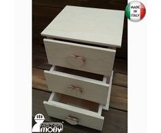 Mistermoby Mobiletto con Cassetti Contenitore Cassettiera in Legno 16,5X16,5 Centimetri da Decorare Decoupage 1 Pezzo