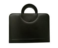 Zip Cartella Portadocumenti A4 PU Pelle con Anelli Maniglia Calcolatrice e Blocco Note Organizzatore Cartellina Porta Documenti per Casa Ufficio Business Conferenza Viaggio