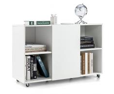 COSTWAY Armadietto per Archivio in Legno, Mobile Per Documenti con 6 Scomparti, Supporto con Ruote per Stampante, per Soggiorno, Ufficio, Studio, 110 x 40 x 69 cm (Bianco)