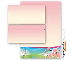 Betz - Set di 40 fogli di carta da lettere e buste abbinate in formato DIN lungo, senza finestra, motivo: 4 stagioni