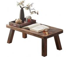 Tavolino da salotto in legno marrone, con finestra rialzata, tavolino in stile giapponese, tavolo tatami in legno massiccio, tavolo da salute per camera da letto, tavolo zen per ufficio, stabile e