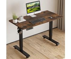 OCGREEN Scrivania regolabile in altezza Scrivania elettrica regolabile in altezza con piano dappoggio 2 volte telescopico con controllo della memoria, scheda di giunzione (120x60CM, Marrone rustico)