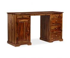 vidaXL Legno Massello di Sheesham Scrivania a Colonna 140x50x76 cm Tavolo