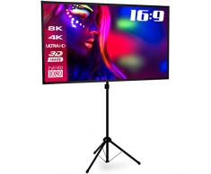 ESMART Expert X-Type Schermo per treppiede ultraleggero 133 x 75 cm (60) 16:9 | Proiettore home cinema LED LCD | costruzione rapida | Treppiede preassemblato | borsa per il trasporto