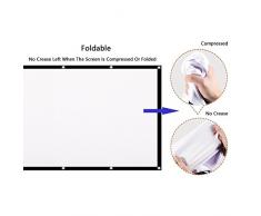 FOONEE – 60/70/84/100/304,8 cm Schermo proiettore, HD Schermo 16: 9 Indoor Outdoor Portable Movie Anti-Crease Montato a Parete con Ganci per Home Theater//Ufficio/Scuola 60 inch