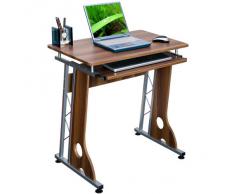 HJH Office Scrivania Tavolo Per Computer Smart Noce Argento Con Ripiano Scorrevole Per Tastiera